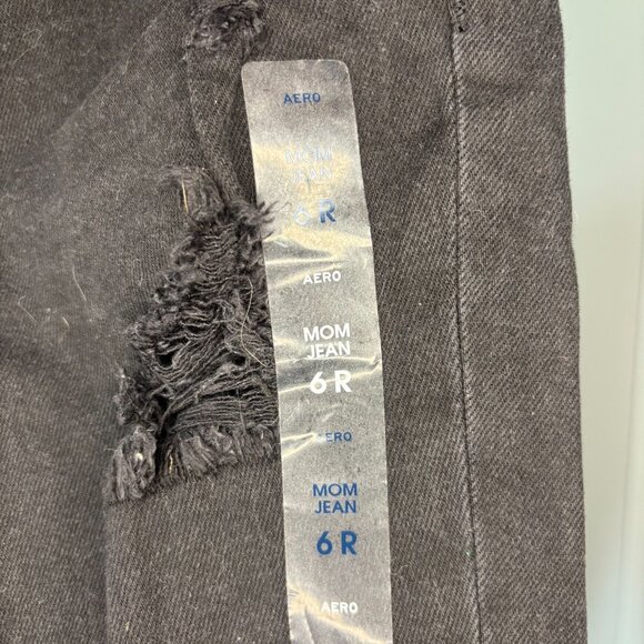 AEROPOSTALE NEW Mom Jean Womens 6R Black Distressed Denim - Picture 7 of 8